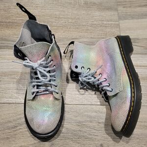 Dr. Doc Martens 1460 Pascal J Combat Boots Iridescent Kidray 5L 4M AW004 KM05W